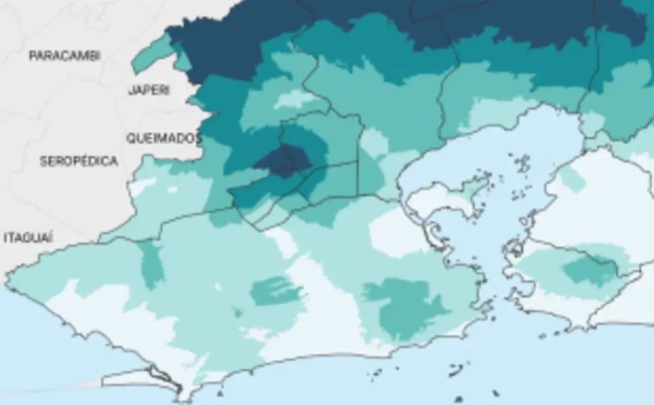 Flood map of the Rio de Janeiro metropolitan region, covering almost the whole territory